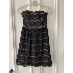 Ya black lace strapless dress S